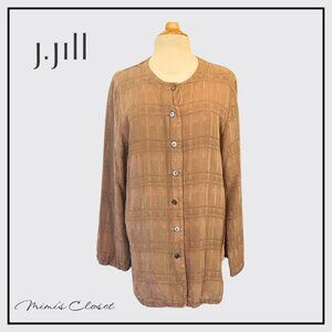 Vintage J.JILL Textured Woven Button Up Tan Shacket - L